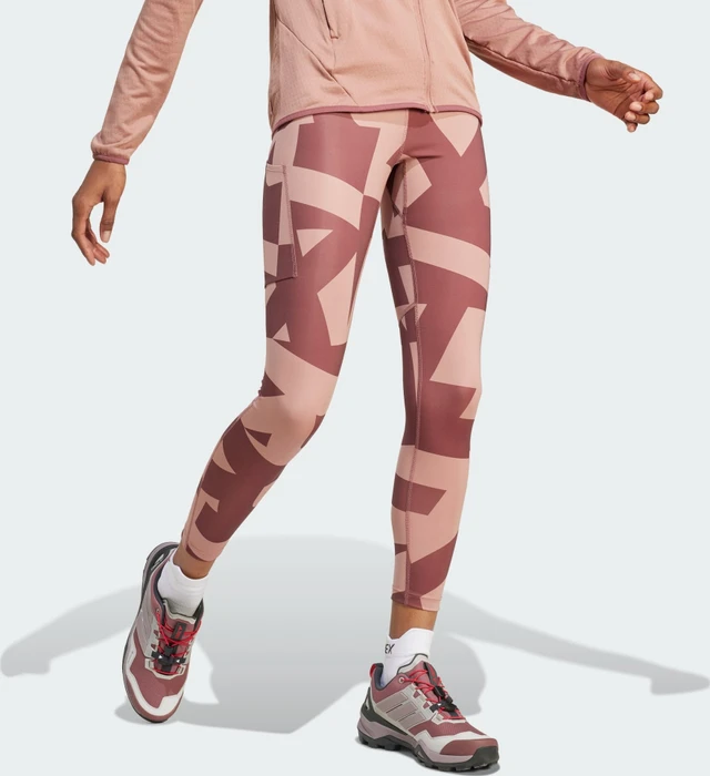 adidas Terrex Multi Printed Laufhose lang warm clay/burgundy (Damen)