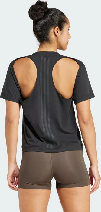 adidas Power Back-Cutout 3-Streifen Funktionsshirt kurzarm schwarz (Damen)