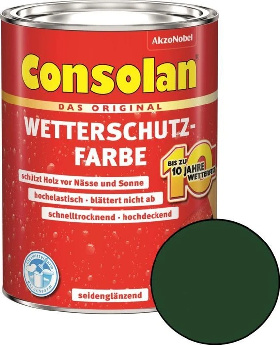 Consolan Wetterschutz-Farbe außen moosgrün, 2.5l