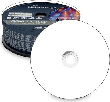 MediaRange BD-R 50GB, 6x, 25er Spindel, printable