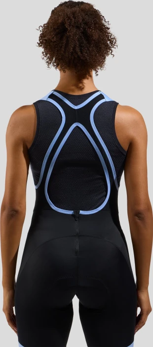 Odlo Zeroweight Tights Bib Fahrradhose kurz black/blue heron (Damen)