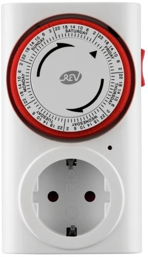 REV Ritter mechanische Wochenzeitschaltuhr Premium, weiß/rot