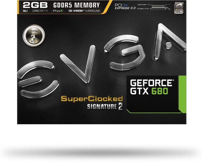 EVGA GeForce GTX 680 SC Signature 2, 2GB GDDR5, 2x DVI, HDMI, DP