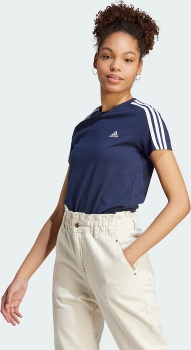 adidas Loungewear Essentials Slim 3-Streifen T-Shirt kurzarm legend ink/white (Damen)