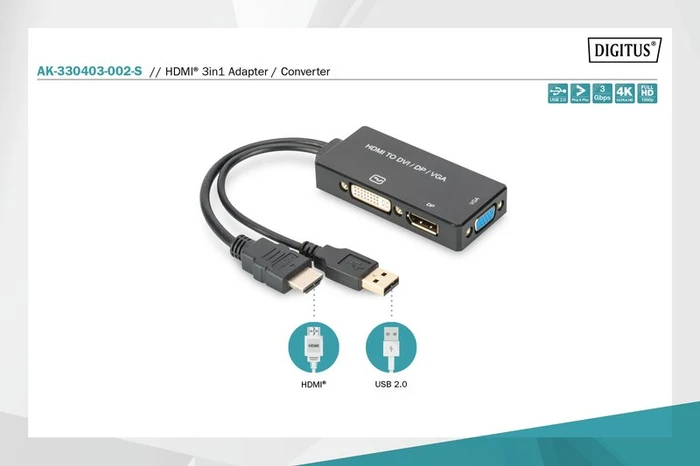 Digitus HDMI auf DisplayPort/DVI/VGA Adapter