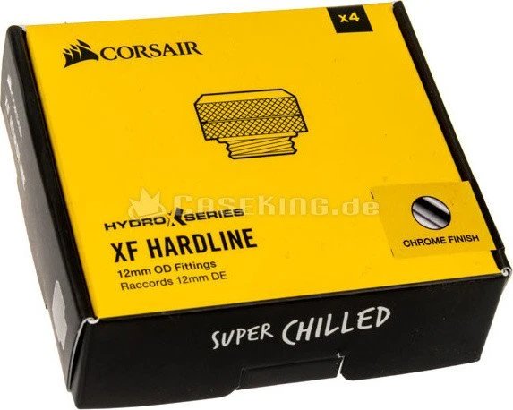 Corsair Hydro X Series XF Hardline, OD Fitting G1/4" auf 12mm, chrome, 4er-Pack