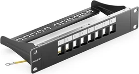 deleyCON Patchpanel für Keystone Module 10", 1HE, 8-Port, 10", 1HE, schwarz