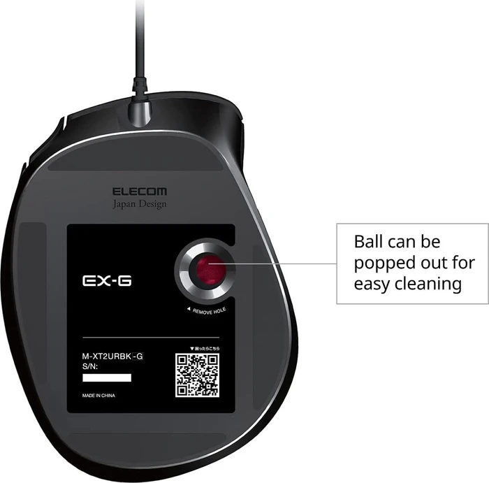 Elecom EX-G M-XT2URBK-G Wired Trackball schwarz/rote Kugel, Rechtshänder, USB-A
