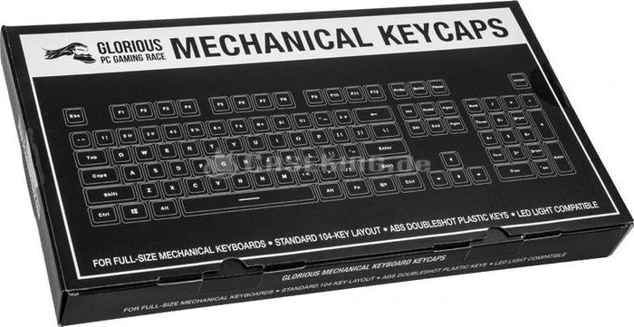 Glorious Keycap Set, Kunststoff (ABS) Double-Shot, schwarz, 105 Tasten (104+1), ANSI-US