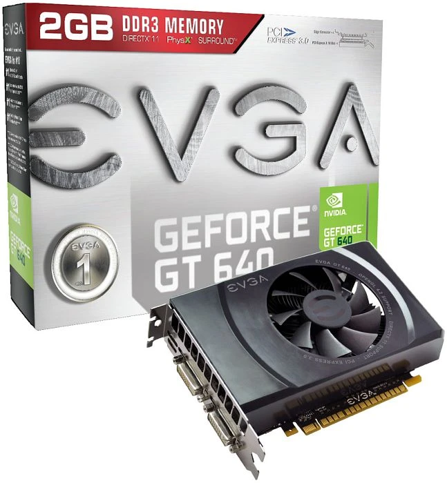 EVGA GeForce GT 640 Dual-Slot, 2GB DDR3, 2x DVI, Mini HDMI