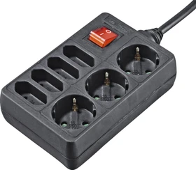 Hama Steckdosenleiste mit Schalter, 3-fach Schuko, 4-fach Euro, 7-fach, 1.4m, schwarz