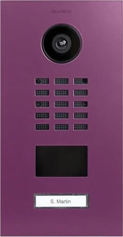 DoorBird D2101V V2 IP Video Türstation mit 1 Ruftaste, Edelstahl, purpur