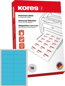 Kores Etiketten, 105x37mm, blau, matt, 100 Blatt (1600 Etiketten)