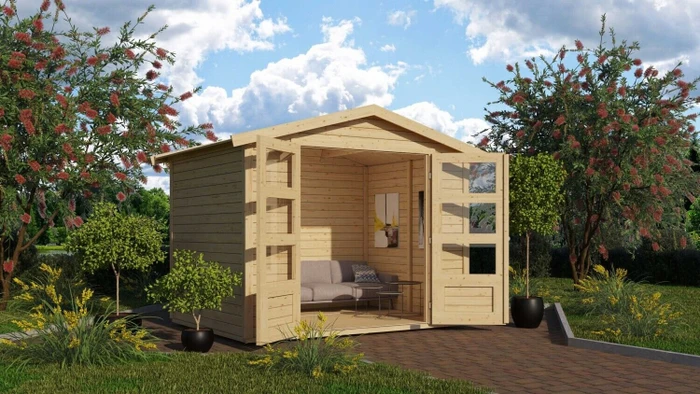 Karibu Amberg 3 Gartenhaus natur
