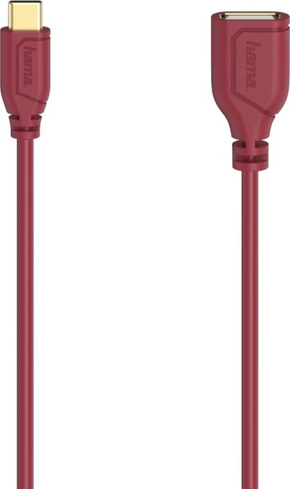 Hama USB-C-OTG-Kabel Flexi-Slim USB 2.0 480Mbit/s 0.15m rot
