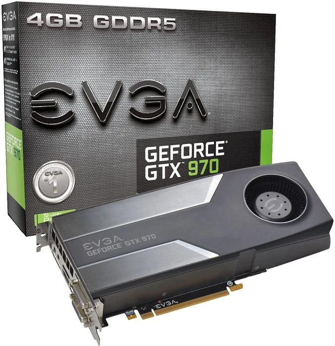 EVGA GeForce GTX 970, 4GB GDDR5, 2x DVI, HDMI, DP