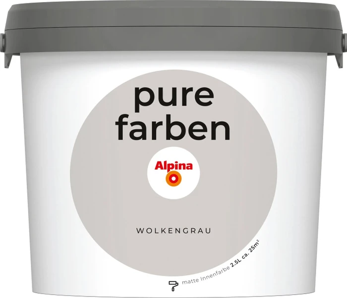 Alpina Farben Pure Farben Wandfarbe innen wolkengrau, 2.5l