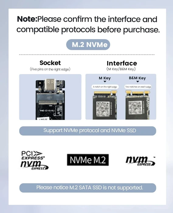 Orico 40Gbps USB4 NVMe Enclosure, silber, USB4