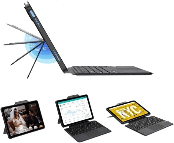 Deqster Rugged Touch Keyboard Folio für iPad 7/iPad 8/iPad 9, grau, DE