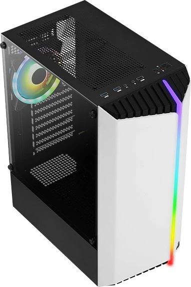AeroCool Bionic V2, weiß, Lüfter LED RGB, Glasfenster