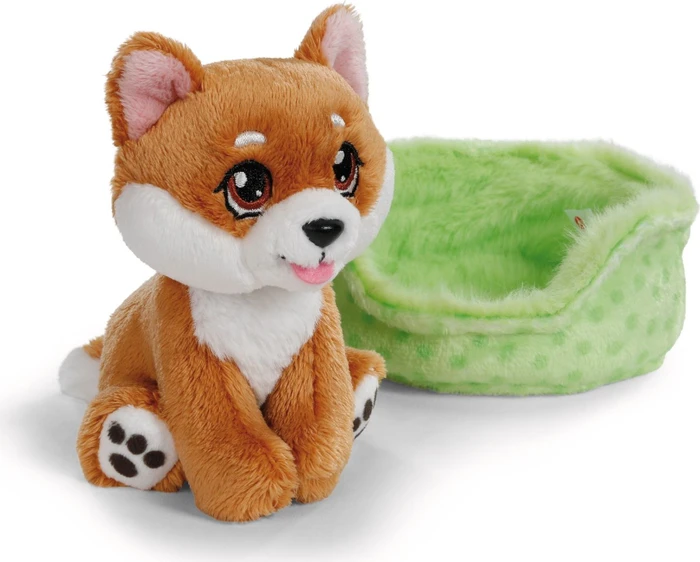 Nici Little Paws Hund Shiba Inu im grünen Körbchen 12cm