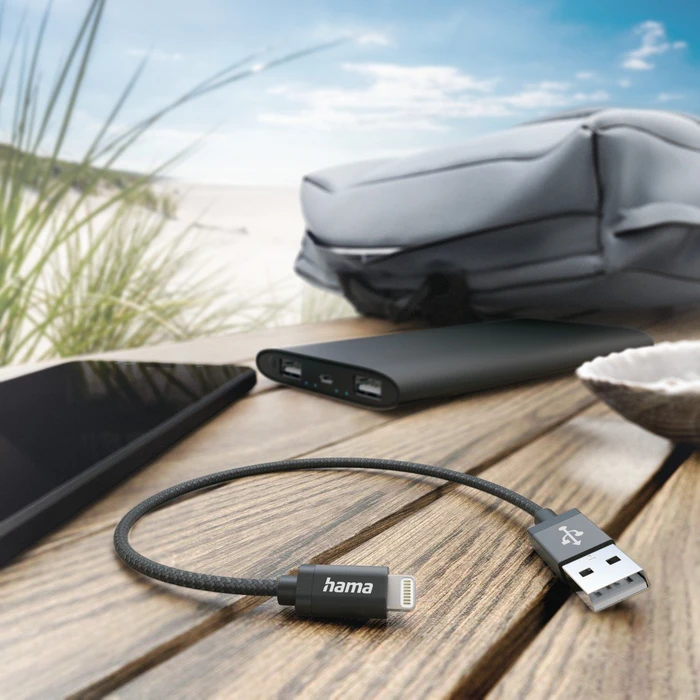 Hama Ladekabel USB-A/Lightning 0.2m Nylon schwarz