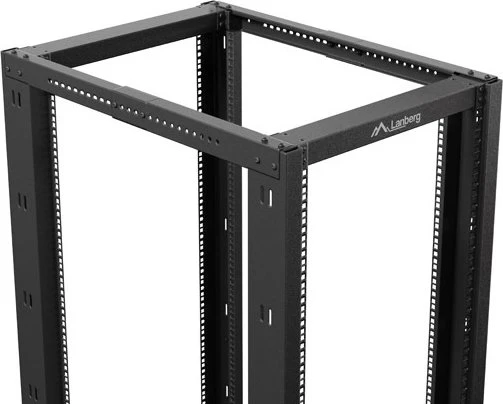 Lanberg Open Rack Series 19" Open Frame Rack 22HE, 4-Pfosten, mit Rollen, Flat Pack, tiefenverstellbar, 550-790mm, RAL 9004, 1000mm tief