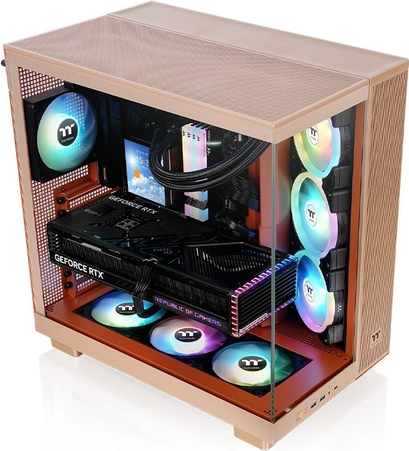 Thermaltake View 380 XL TG ARGB Gravel Sand, braun, Glasfenster