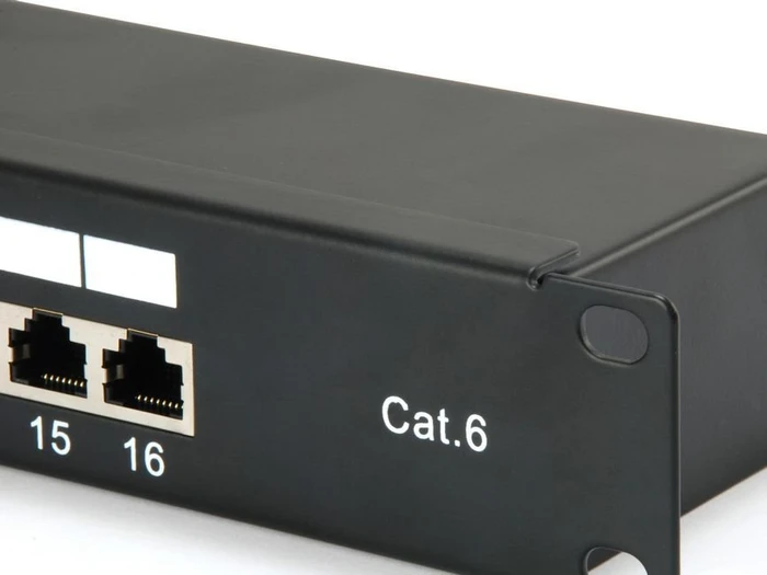 Equip Patchpanel Cat6, geschirmt, 19", 16-Port, 1HE, 19", 1HE, schwarz