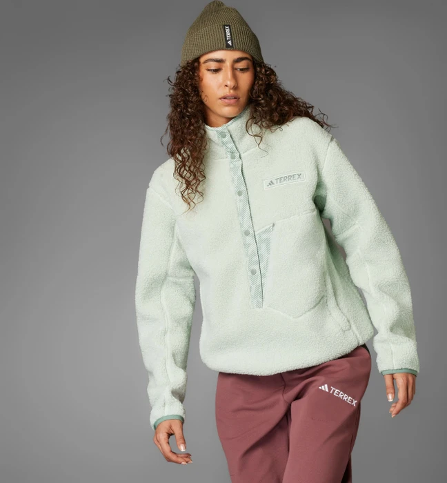 adidas Terrex Xploric High Pile Fleece Pullover linen green (Damen)