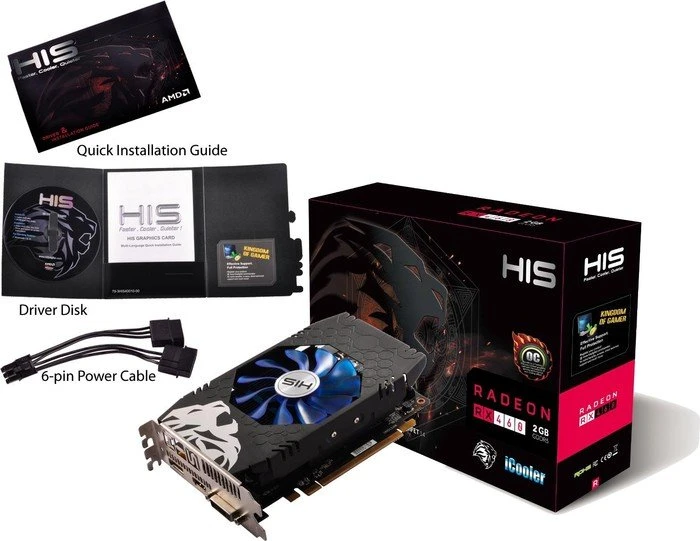 HIS Radeon RX 460 iCooler OC, 2GB GDDR5, DVI, HDMI, DP