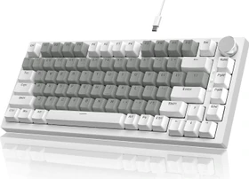 Ajazz AK820, White & Grey, LEDs weiß, hot-swap, AS RED, USB, US