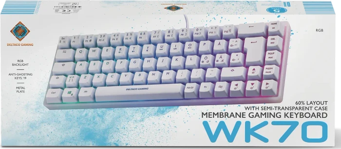 Deltaco Gaming WK70 Mini, 60%, weiß, LEDs RGB, semi-transparent, USB, ND