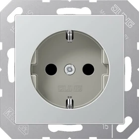 Jung Serie A Steckdose mit Schraubklemmen, aluminium