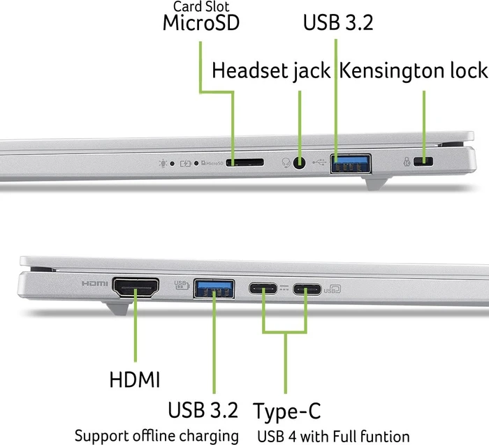 Acer Aspire 14 AI OLED A14-A71M-R2Q9, Pure Silver, Ryzen AI 7 445, 16GB RAM, 512GB SSD, DE