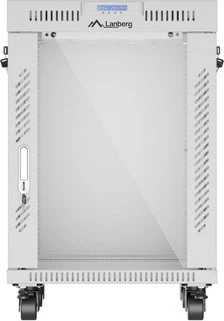 Lanberg 19" Rackschrank 15HE, LCD, freistehend, Flat Pack, V2, Glastür, IP20, RAL 7035, 600mm tief