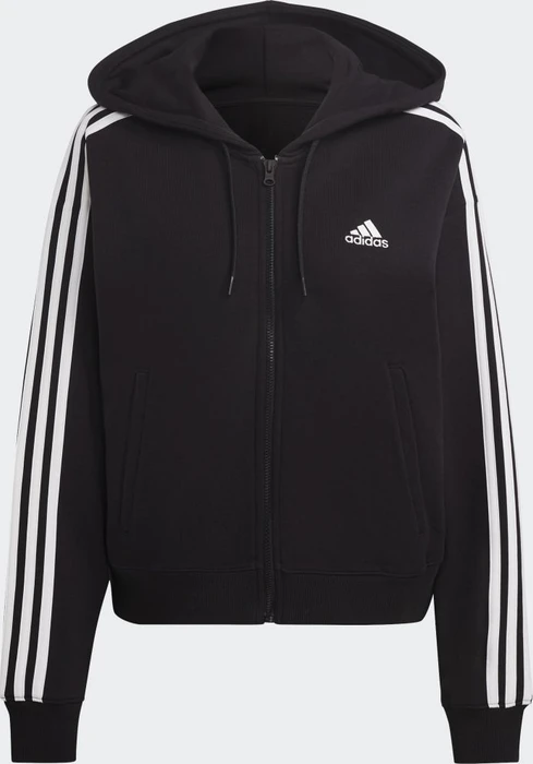 adidas Essentials 3-Streifen French Terry Bomber Hoodie schwarz/weiß (Damen)