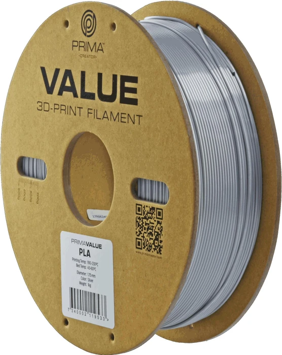 PrimaCreator PrimaValue PLA+, silver, Spule, 1.75mm, 1.00kg