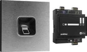 ekey sLine Fingerprintset für Gira 106, inkl. Controller REG, Edelstahl V2A, Fingerprint-Reader