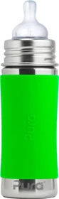 Pura Kiki Babyflasche Edelstahl mit Sleeve Silikon, 325ml, grün