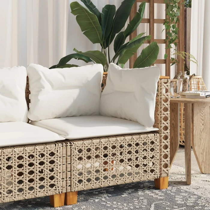 vidaXL Eck-Gartensofa mit Kissen beige