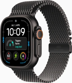 Apple Watch Ultra 4 schwarz mit Milanaise-Armband Medium schwarz