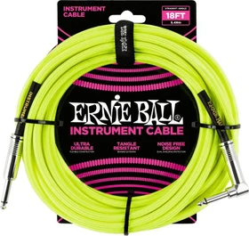 Ernie Ball 18' Braided Straight/Angle Instrument Cable Neon Yellow