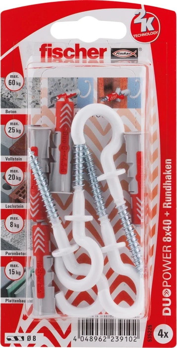 fischer DuoPower 8x40 RH N K Schrauben/Dübel-Sortiment, 4 Stück