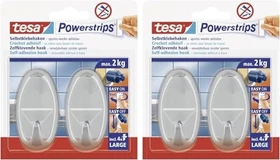 tesa Powerstrips Klebehaken large chrom, Klebehaken, 2 Stück