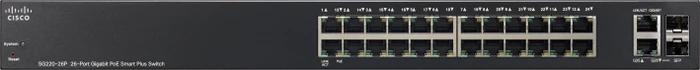 Cisco SG220 Rackmount Gigabit Smart Switch, 24x RJ-45, 2x RJ-45/SFP, 180W PoE+