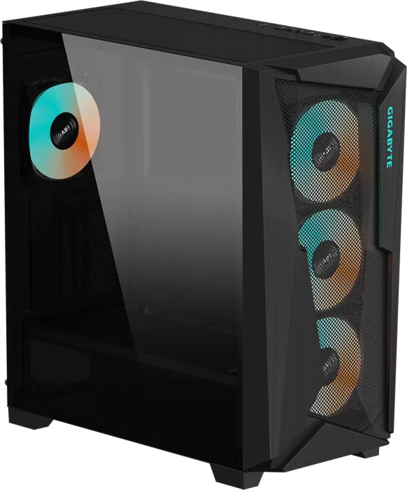 GIGABYTE C301 Glass Black, schwarz, Glasfenster
