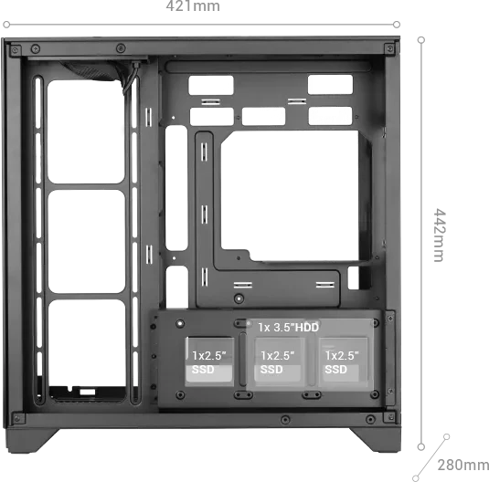 Mars Gaming MC-VISION White, Glasfenster