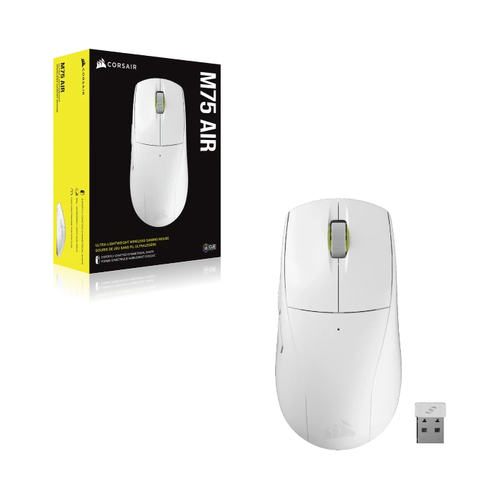 Corsair M75 AIR Ultra-Lightweight Wireless Gaming Mouse, weiß, USB/Bluetooth