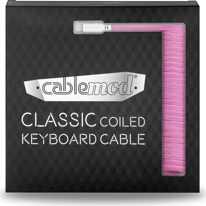 CableMod Classic Coiled Keyboard Cable USB Micro-B auf USB-A, Tastaturkabel (Spiral-Textilkabel), 1.5m, Strawberry Cream